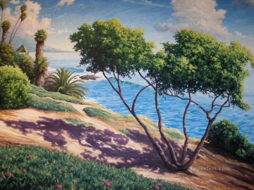 árboles y flores en la playa Pinturas al óleo